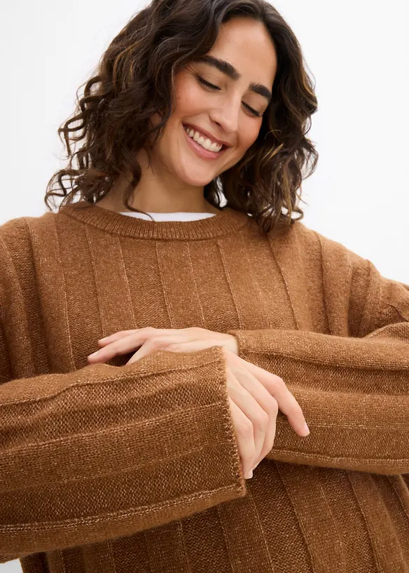Maglione oversize a coste, bonprix