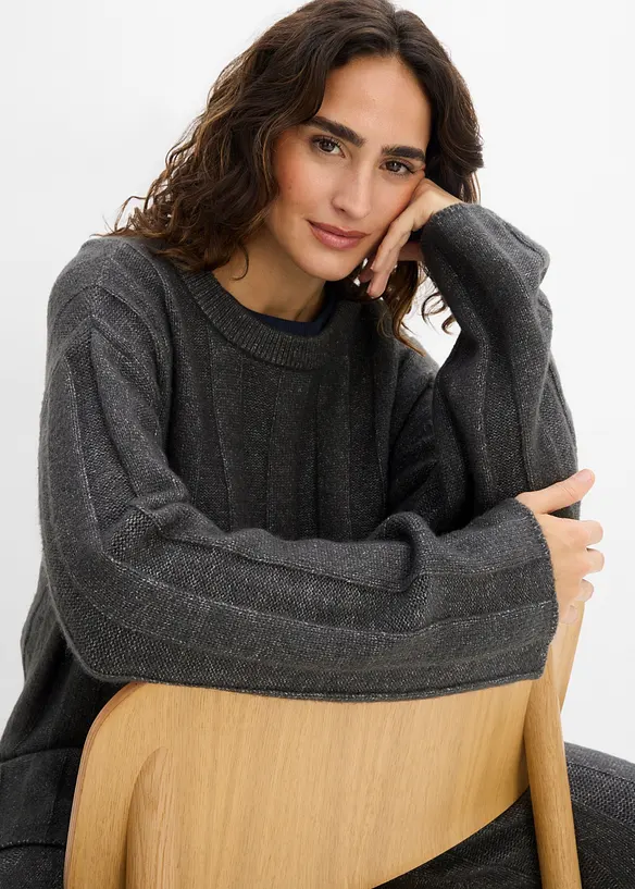 Maglione oversize a coste, bonprix