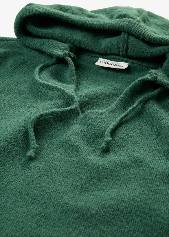 Maglione con scollatura a V e cappuccio, bonprix