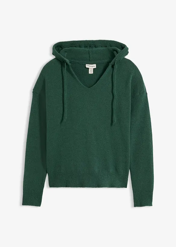 Maglione con scollatura a V e cappuccio, bonprix