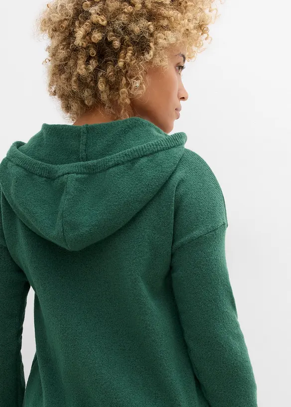 Maglione con scollatura a V e cappuccio, bonprix