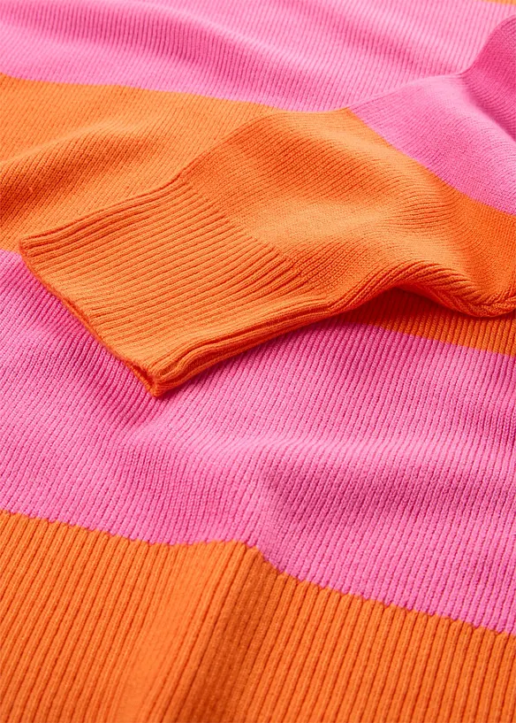 Maglione con scollo rotondo in maglia fine color block, bonprix