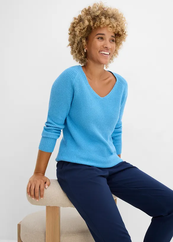 Maglione a coste in puro cotone, bonprix