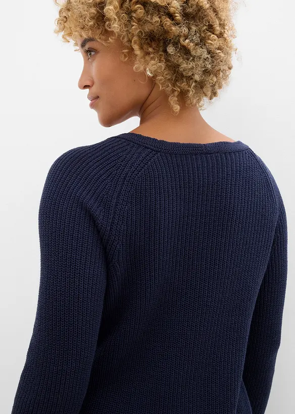 Maglione a coste in puro cotone, bonprix