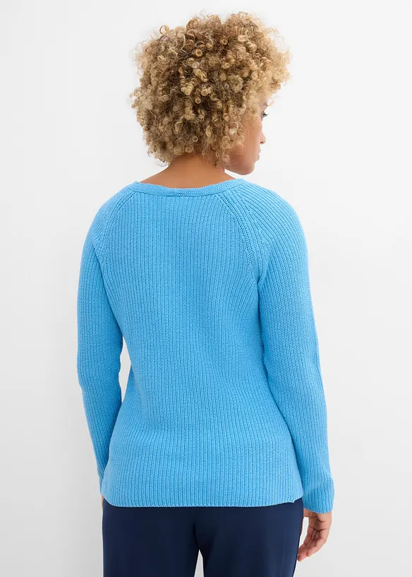 Maglione a coste in puro cotone, bonprix