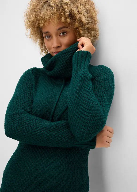 Abito in maglia con collo a scialle, bonprix