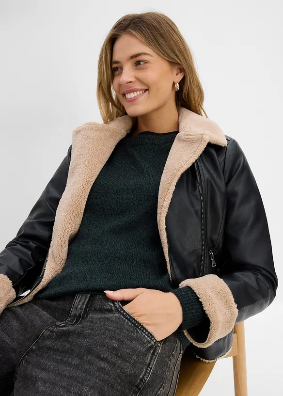 Maglione melange con scollo rotondo, bonprix