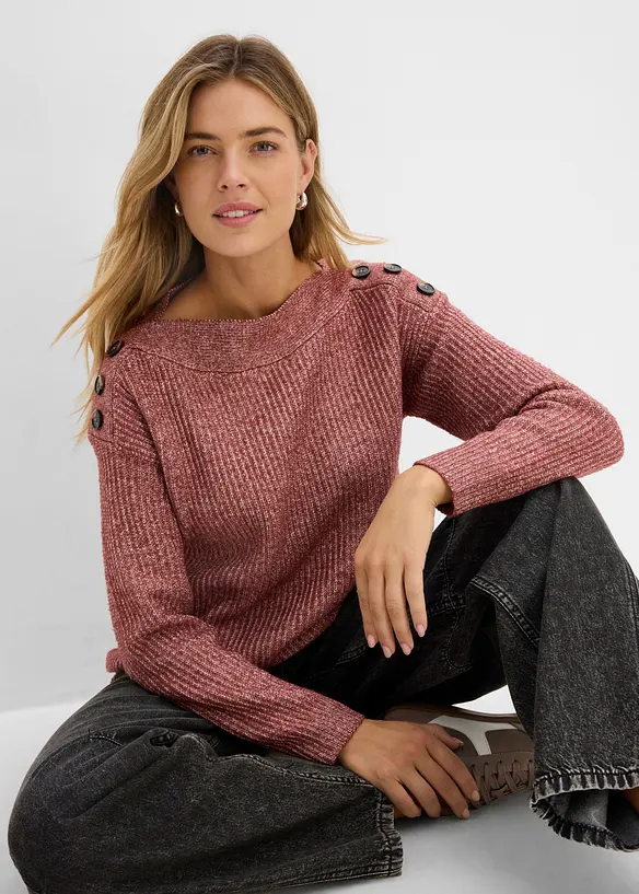 Maglione oversize con bottoni, bonprix
