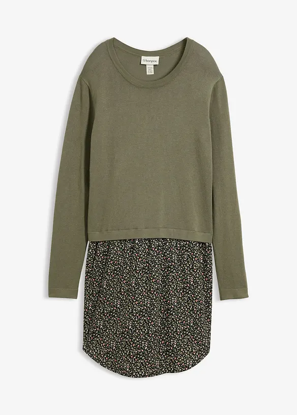Maglione in filato fine con baschina a gonna, bonprix