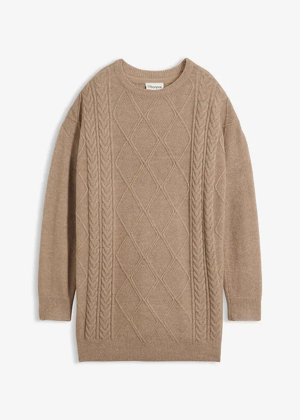 Maglione oversize con trecce, bonprix