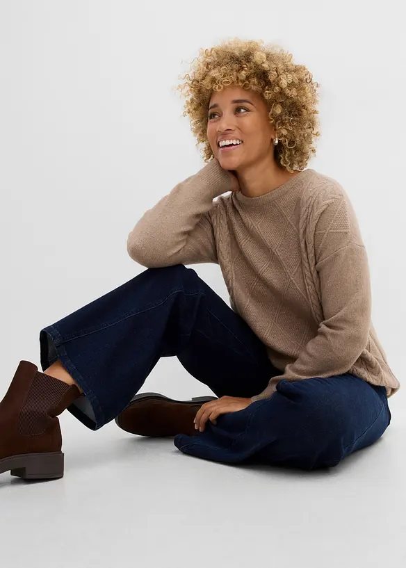 Maglione oversize con trecce, bonprix