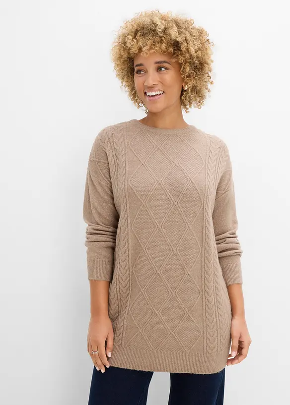 Maglione oversize con trecce, bonprix