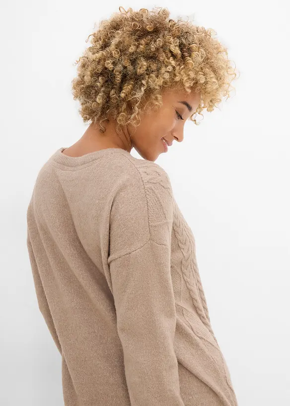 Maglione oversize con trecce, bonprix