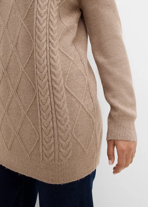 Maglione oversize con trecce, bonprix