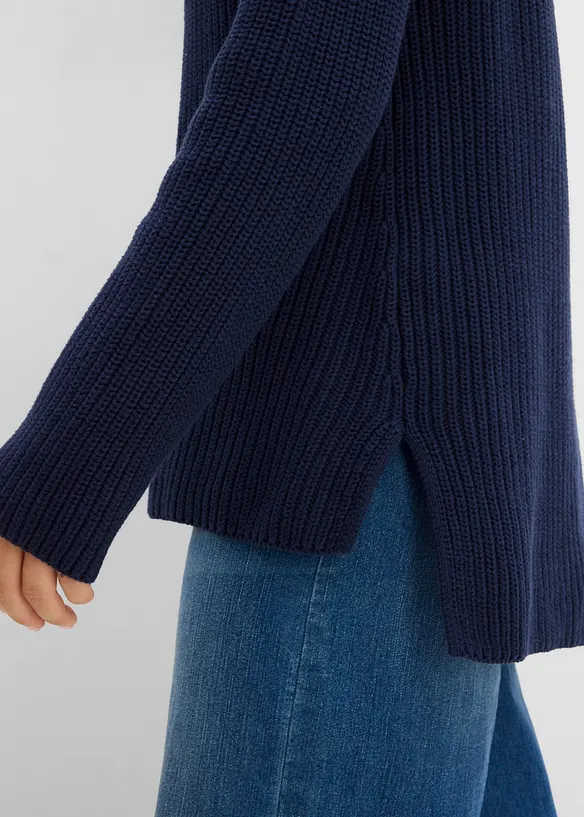 Maglione a collo alto in puro cotone, bonprix