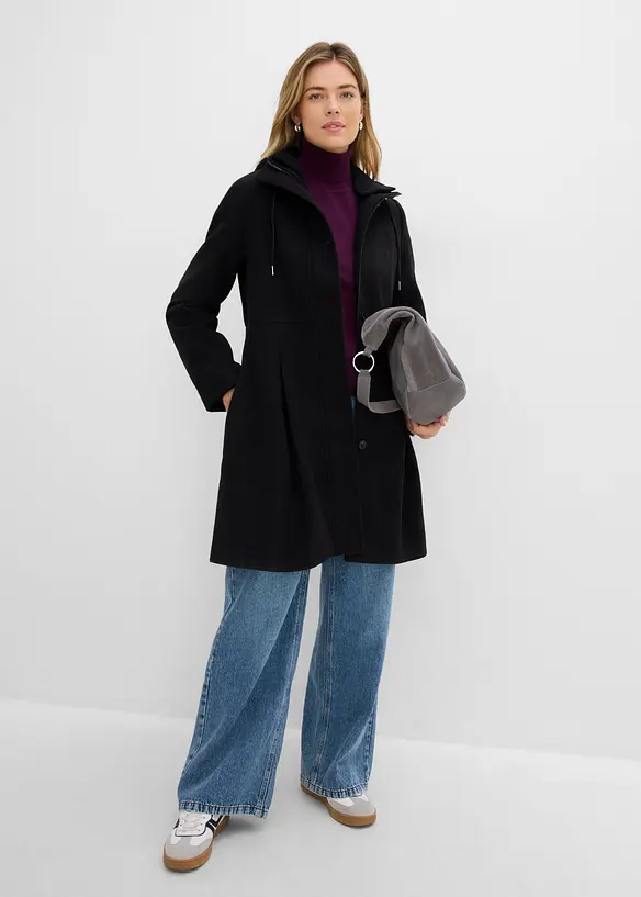 Cappotto con cappuccio e pinces, bonprix