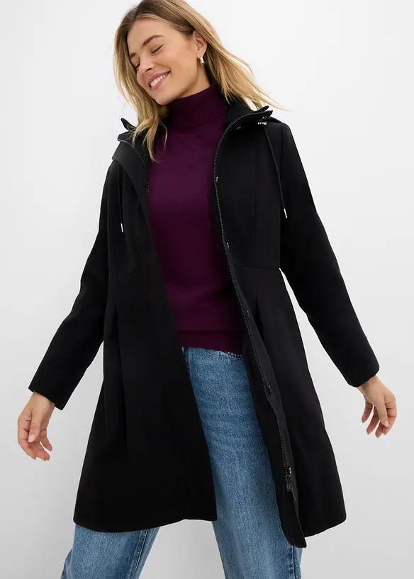 Cappotto con cappuccio e pinces, bonprix