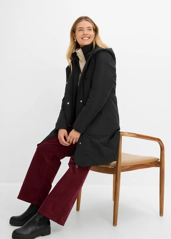 Cappotto corto leggermente imbottito con cappuccio, bonprix