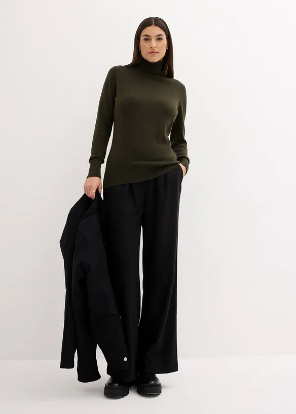 Maglione a collo alto in filato fine, bonprix
