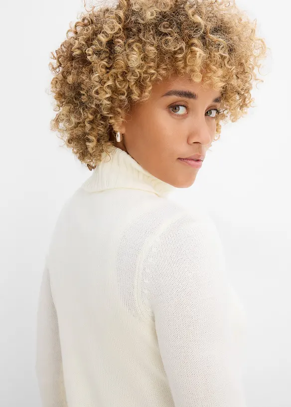Maglione basic a collo alto in filato fine, bonprix