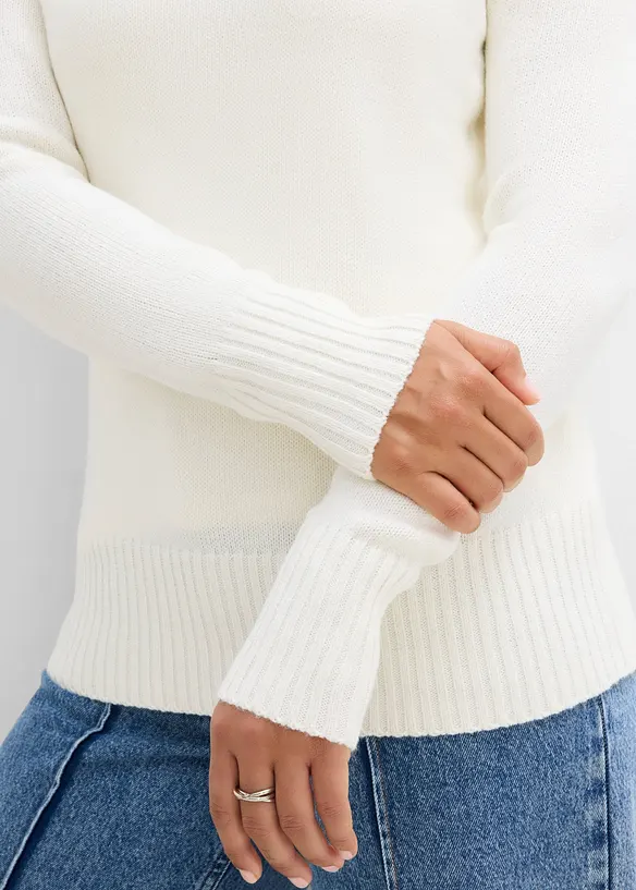 Maglione basic a collo alto in filato fine, bonprix