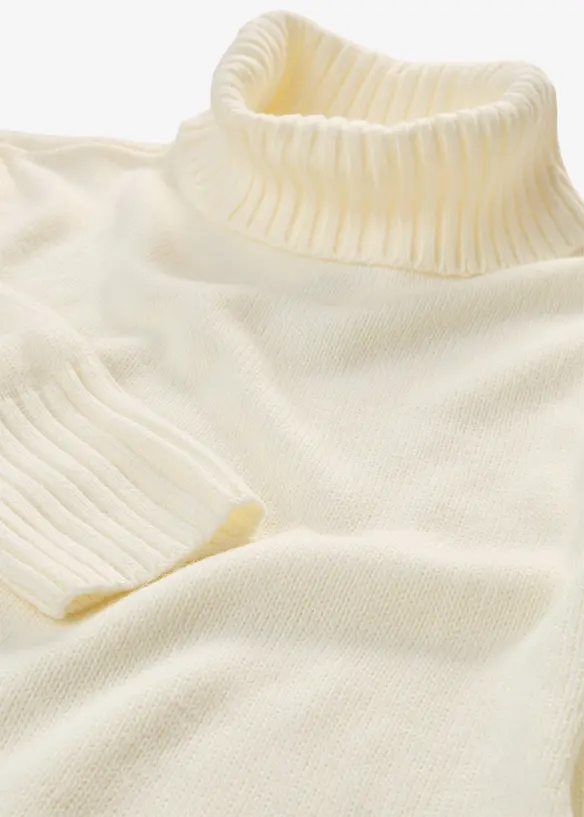 Maglione basic a collo alto in filato fine, bonprix
