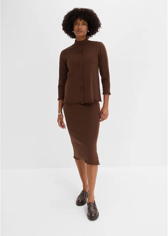Cardigan con bordi sfrangiati, bonprix