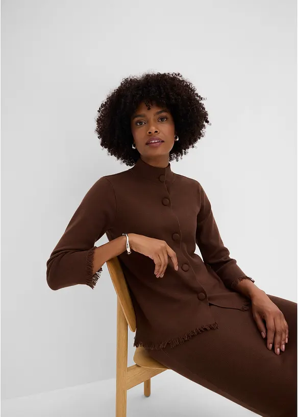 Cardigan con bordi sfrangiati, bonprix