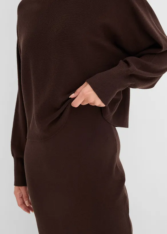 Abito in maglia e maglione abbinato (set 2 pezzi), bonprix