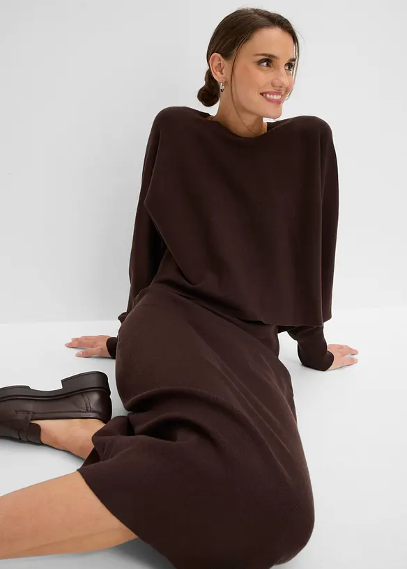 Abito in maglia e maglione abbinato (set 2 pezzi), bonprix