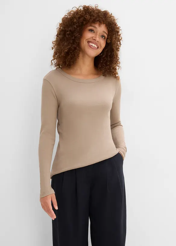 Maglia a costine in puro cotone biologico (pacco da 4), bonprix