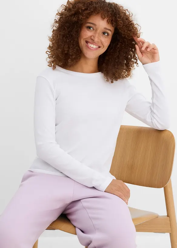 Maglia a costine in puro cotone biologico (pacco da 4), bonprix