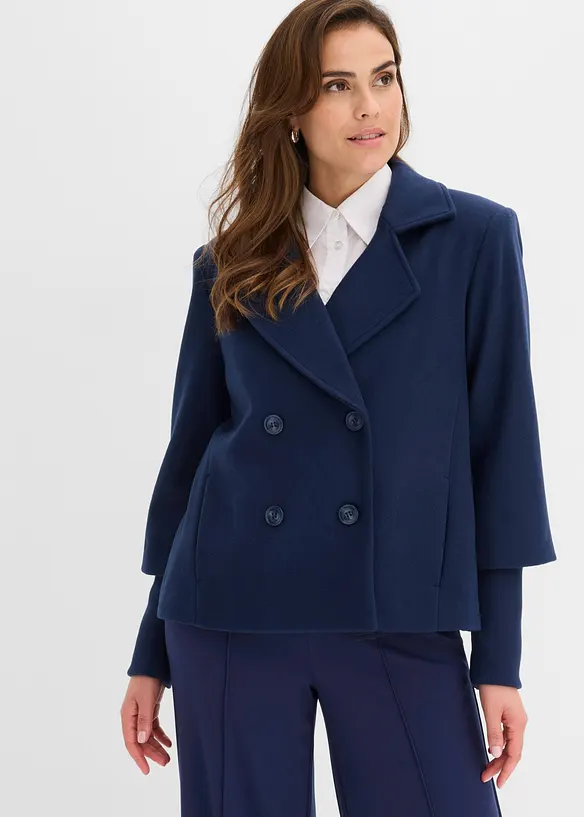 Caban con maniche in maglia, bonprix