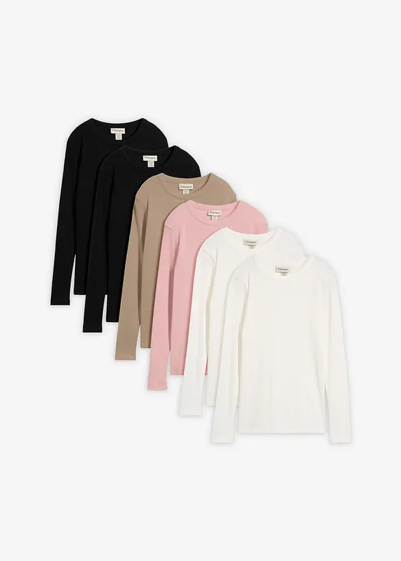 Maglia a costine in puro cotone biologico (pacco da 6), bonprix