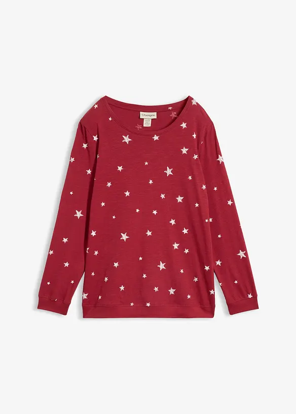 Maglia in cotone a maniche lunghe con fantasia, bonprix