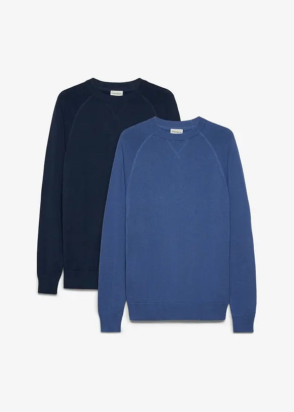 Maglione in filato fine di puro cotone (pacco da 2), bonprix