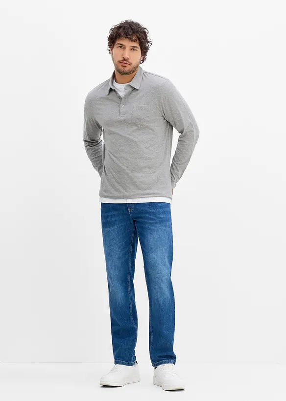 Polo a maniche lunghe con taschino al petto (pacco da 2), bonprix