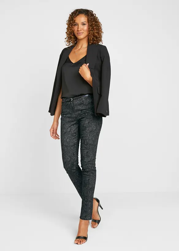 Pantaloni in twill con fantasia raffinata, bonprix