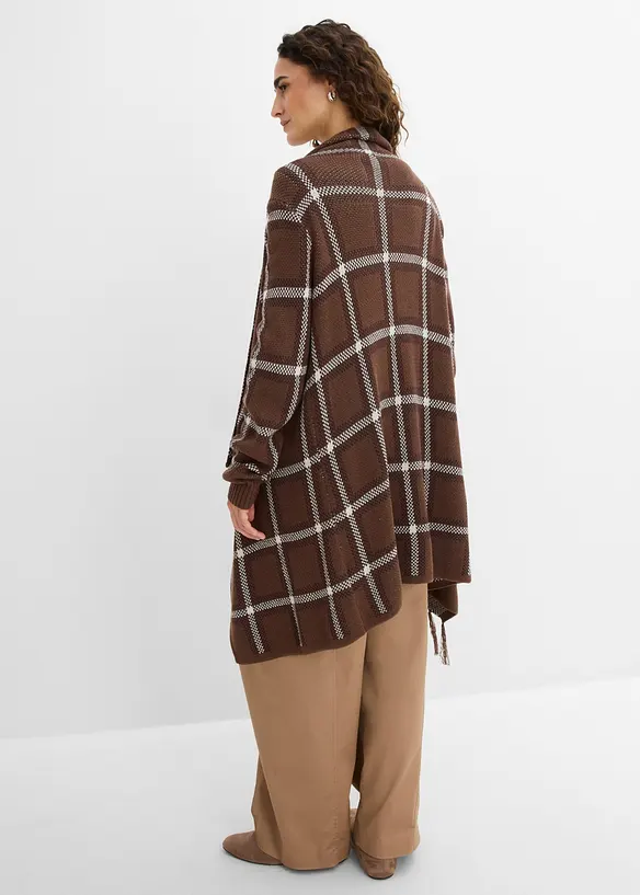 Cardigan di maglia lungo con frange, bonprix