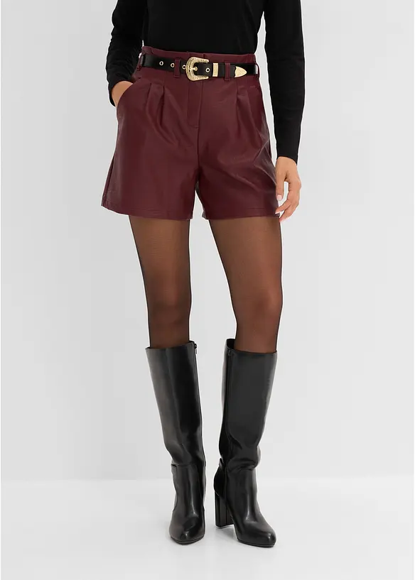 Shorts in similpelle con cintura, bonprix