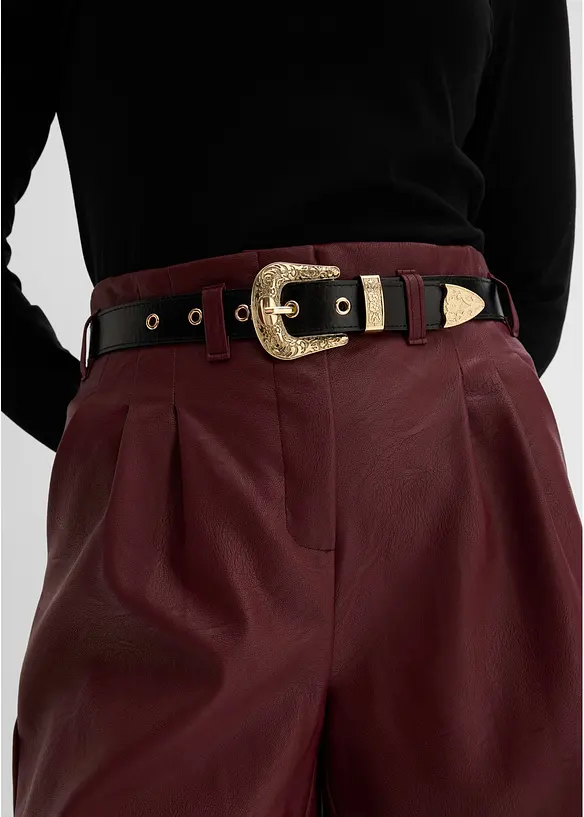 Shorts in similpelle con cintura, bonprix