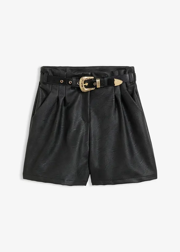 Shorts in similpelle con cintura, bonprix