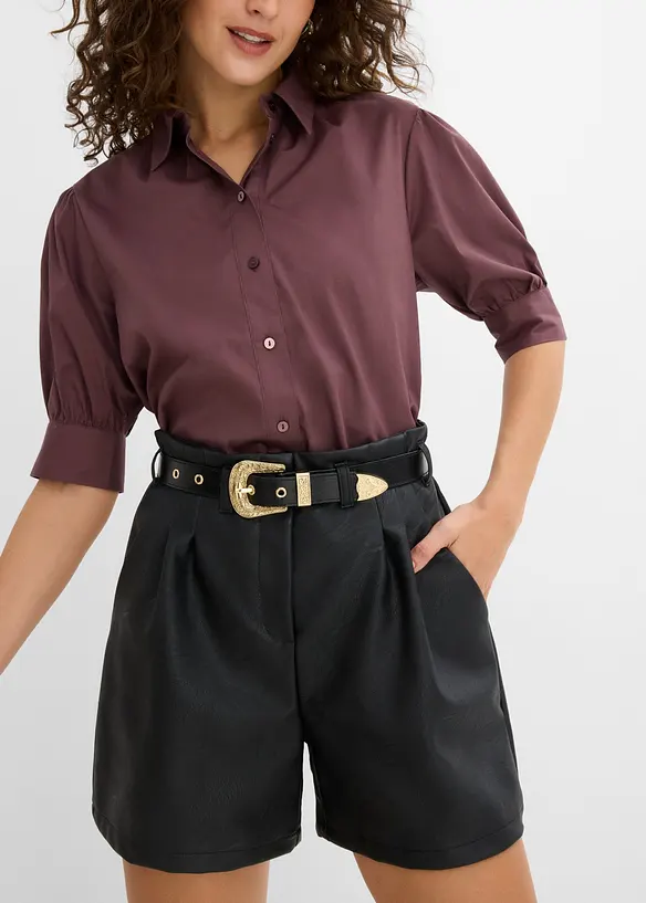 Shorts in similpelle con cintura, bonprix