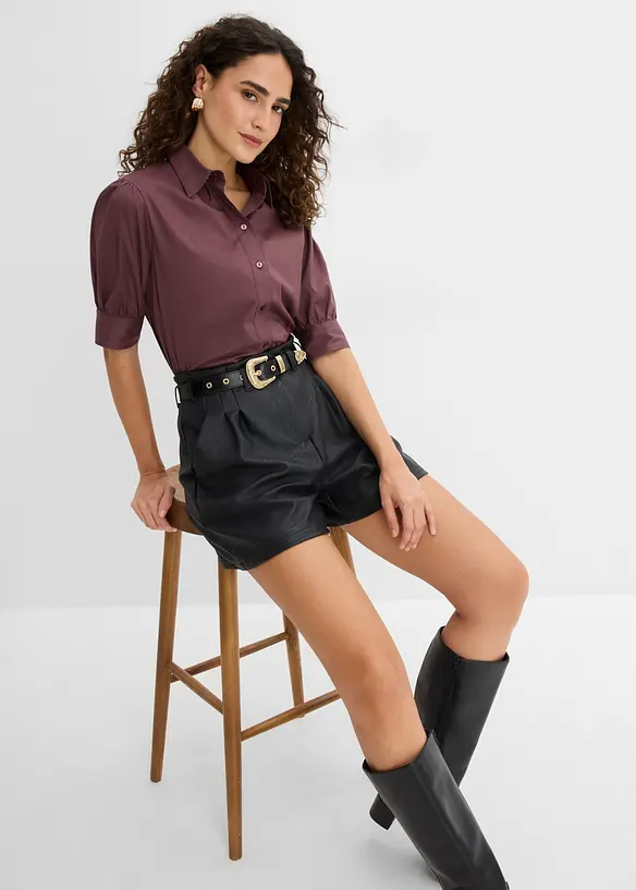 Shorts in similpelle con cintura, bonprix