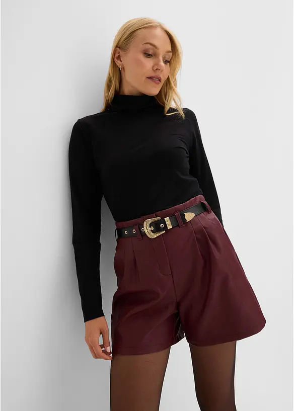 Shorts in similpelle con cintura, bonprix