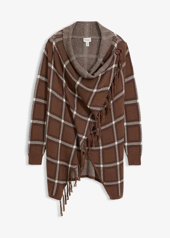 Cardigan di maglia lungo con frange, bonprix