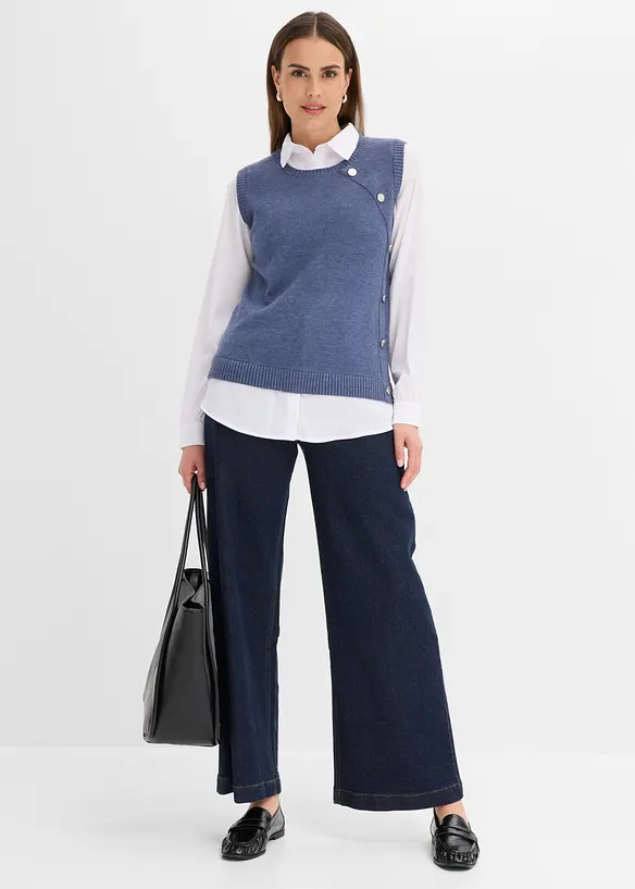 Maglione con inserto effetto camicia, bonprix