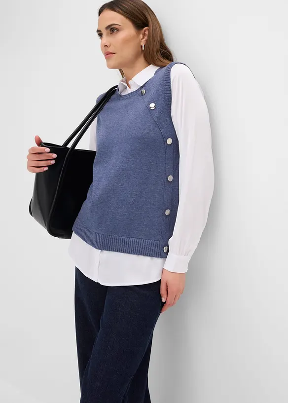 Maglione con inserto effetto camicia, bonprix