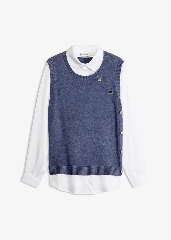Maglione con inserto effetto camicia, bonprix