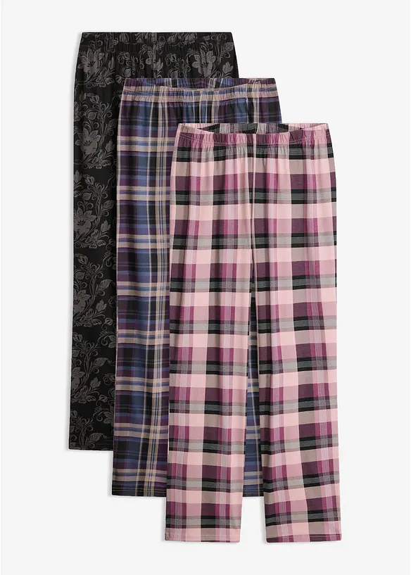 Pantaloni da pigiama in puro cotone (pacco da 3), bonprix